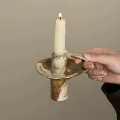 Montessa handmade wabi sabi clay taper candle holder