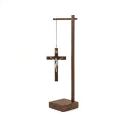Hanging wooden crucifix on a stand for tabletop decor - Montessa