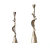 MONTESSA set of 2 twisted distressed resin candle holders 13.2 and 10.8 inches