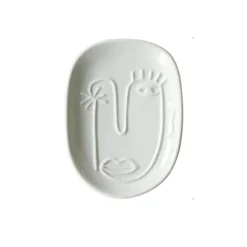 MONTESSA Modern Abstract Face Ceramic Soap Dish & Jewelry Tray